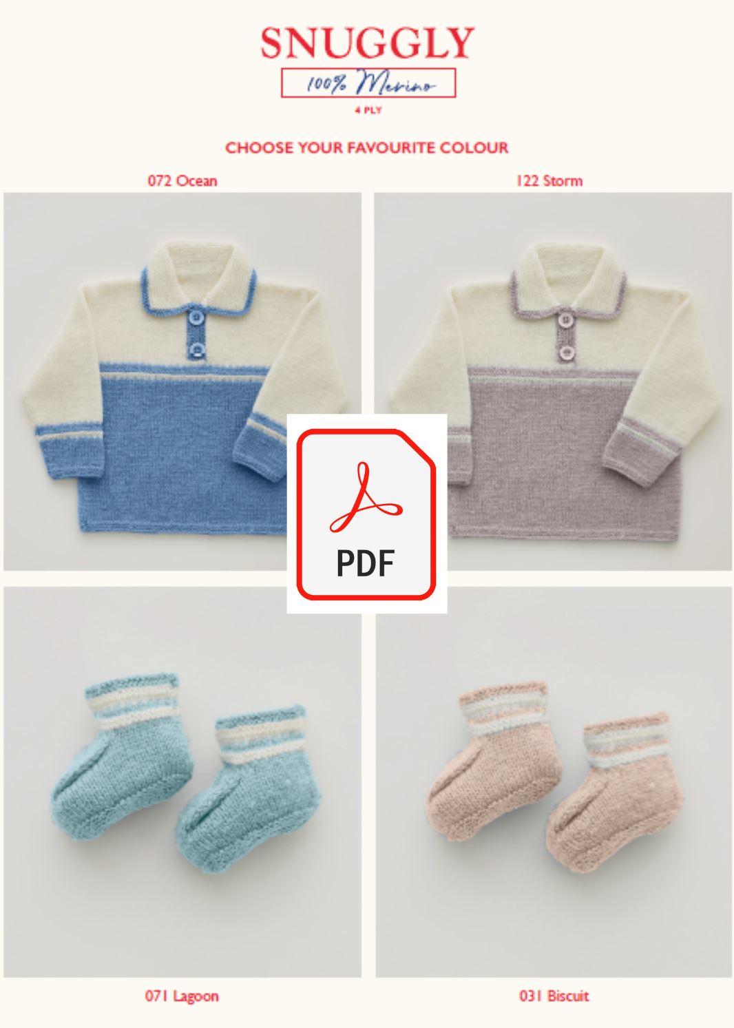 Sirdar 5263 Baby's Sweater & Bootees in Snuggly 100% Merino 4 Ply (PDF) Knit in a Box