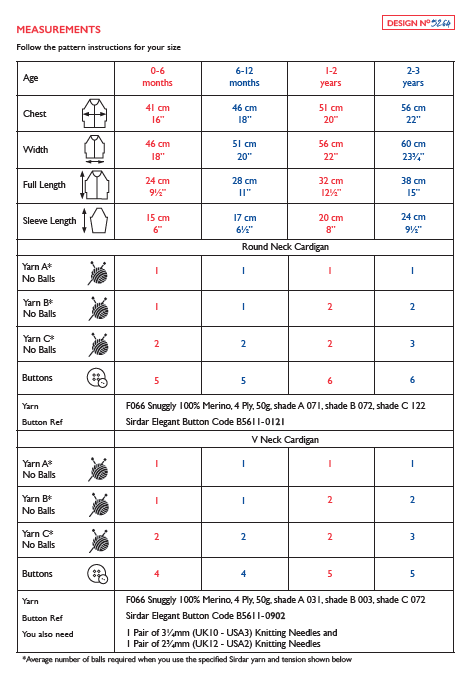 Sirdar 5264 Baby's Round Neck & V Neck Cardigans in Snuggly 100% Merino 4 Ply (PDF) Knit in a Box