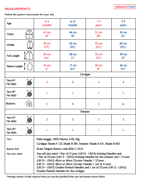 Sirdar 5265 Baby's Cardigan & Sweater in Snuggly 100% Merino 4 Ply (PDF) Knit in a Box