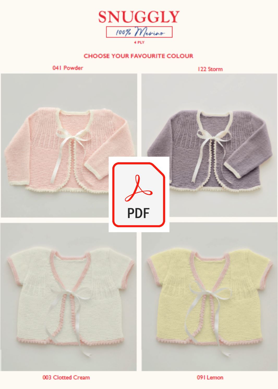 Sirdar 5267 Baby's Round Neck & V Neck Bolero in Snuggly 100% Merino 4 Ply (PDF) Knit in a Box