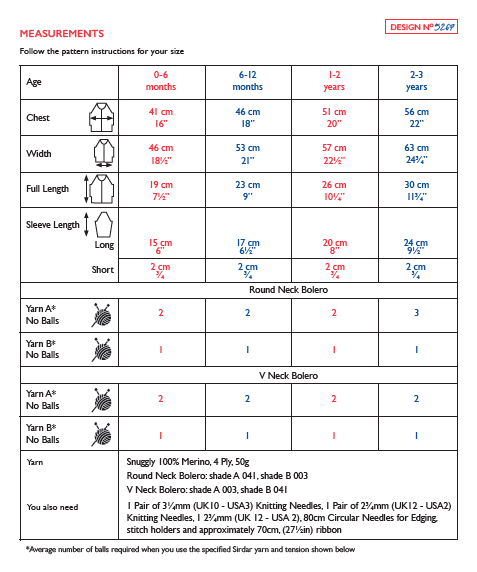 Sirdar 5267 Baby's Round Neck & V Neck Bolero in Snuggly 100% Merino 4 Ply (PDF) Knit in a Box