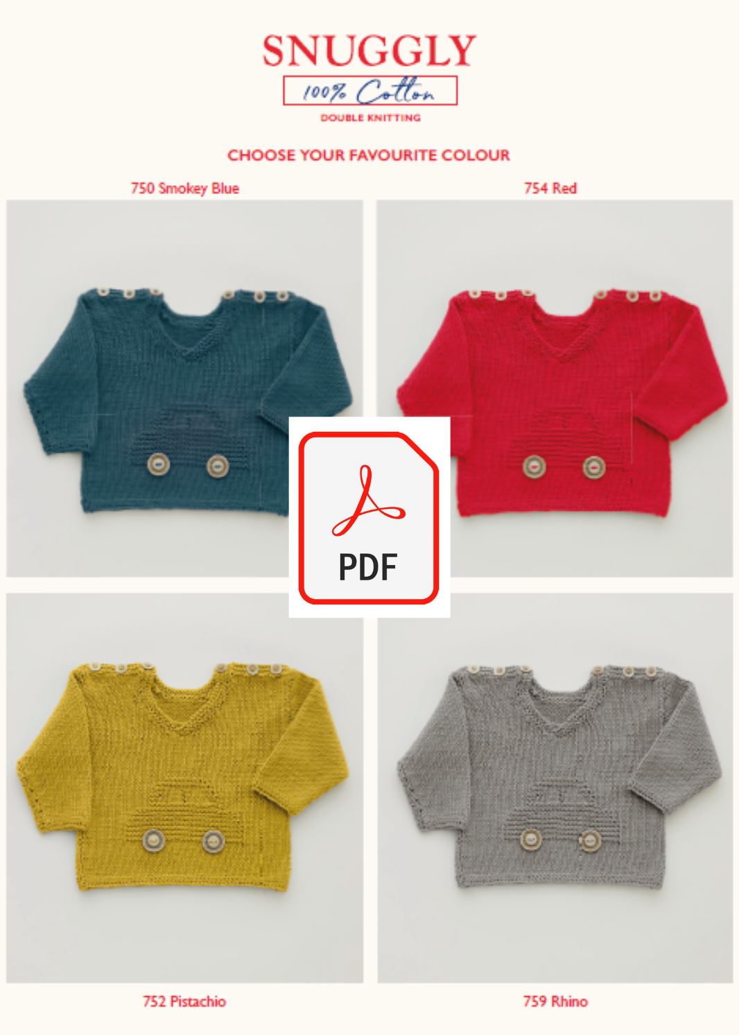 Sirdar 5268 Baby's Sweater in Snuggly 100% Cotton DK (PDF) Knit in a Box