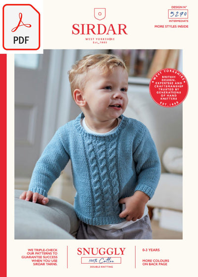 Sirdar 5270 Baby's Sweater & Tank Top in Snuggly 100% Cotton DK (PDF) Knit in a Box