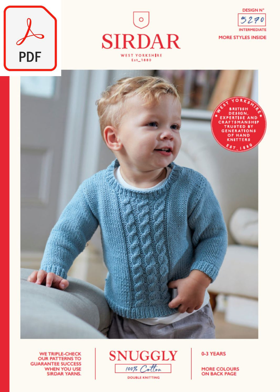 Sirdar 5270 Baby's Sweater & Tank Top in Snuggly 100% Cotton DK (PDF) Knit in a Box 