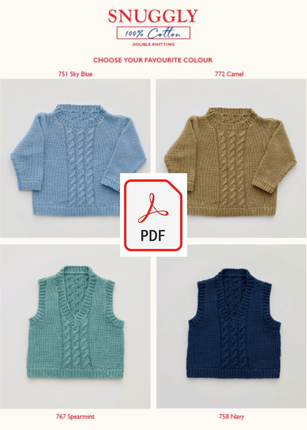 Sirdar 5270 Baby's Sweater & Tank Top in Snuggly 100% Cotton DK (PDF) Knit in a Box