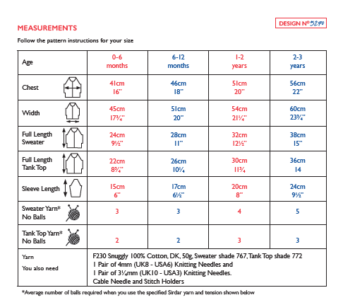 Sirdar 5270 Baby's Sweater & Tank Top in Snuggly 100% Cotton DK (PDF) Knit in a Box