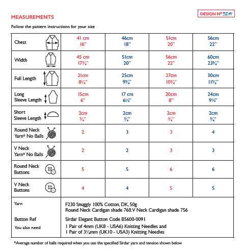 Sirdar 5271 Baby Girl's Long & Short Sleeved Cardigans in Snuggly 100% Cotton DK (PDF) Knit in a Box
