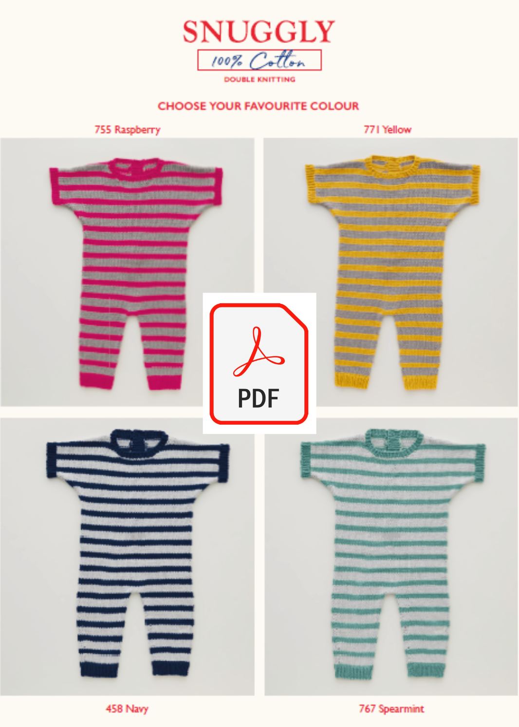 Sirdar 5276 Baby's Onesie in Snuggly 100% Cotton DK (PDF) Knit in a Box