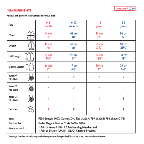 Sirdar 5277 Baby's Cardigan in Snuggly 100% Cotton DK (PDF) Knit in a Box