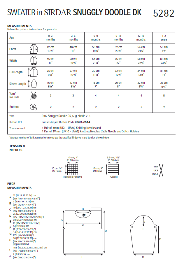 Sirdar 5282 Baby Sweater in Snuggly Doodle DK (PDF) Knit in a Box
