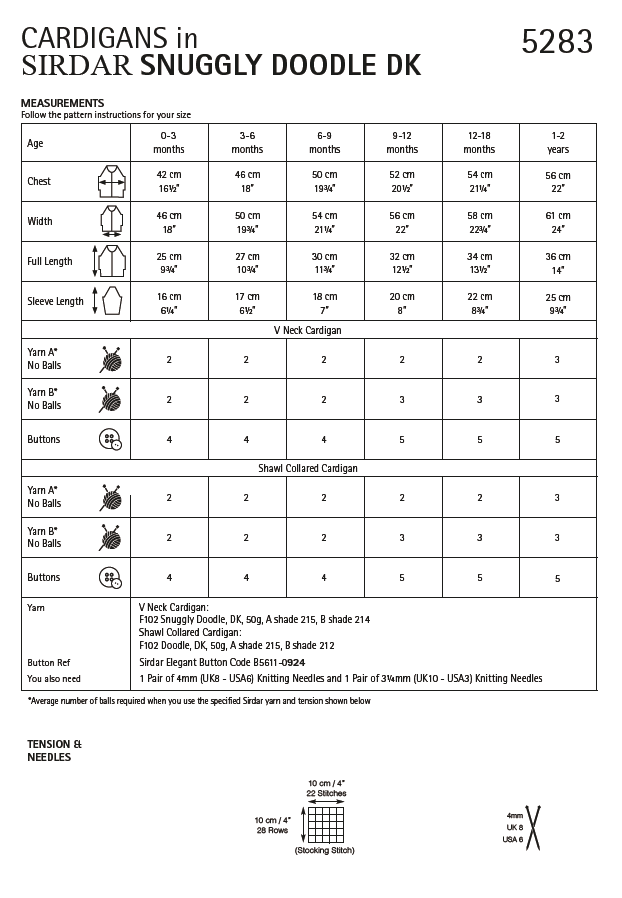 Sirdar 5283 Baby Cardigan in Snuggly Doodle DK (PDF) Knit in a Box