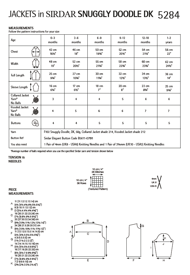 Sirdar 5284 Baby Jacket in Snuggly Doodle DK (PDF) Knit in a Box