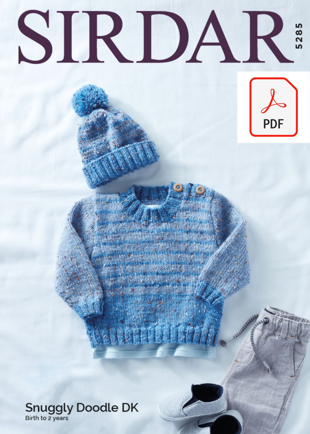 Sirdar 5285 Baby Sweater & Hat in Snuggly Doodle DK (PDF) Knit in a Box