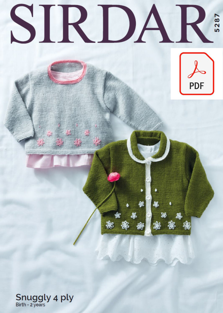 Sirdar 5287 Baby Cardigan & Sweater in Snuggly 4 Ply (PDF) Knit in a Box 
