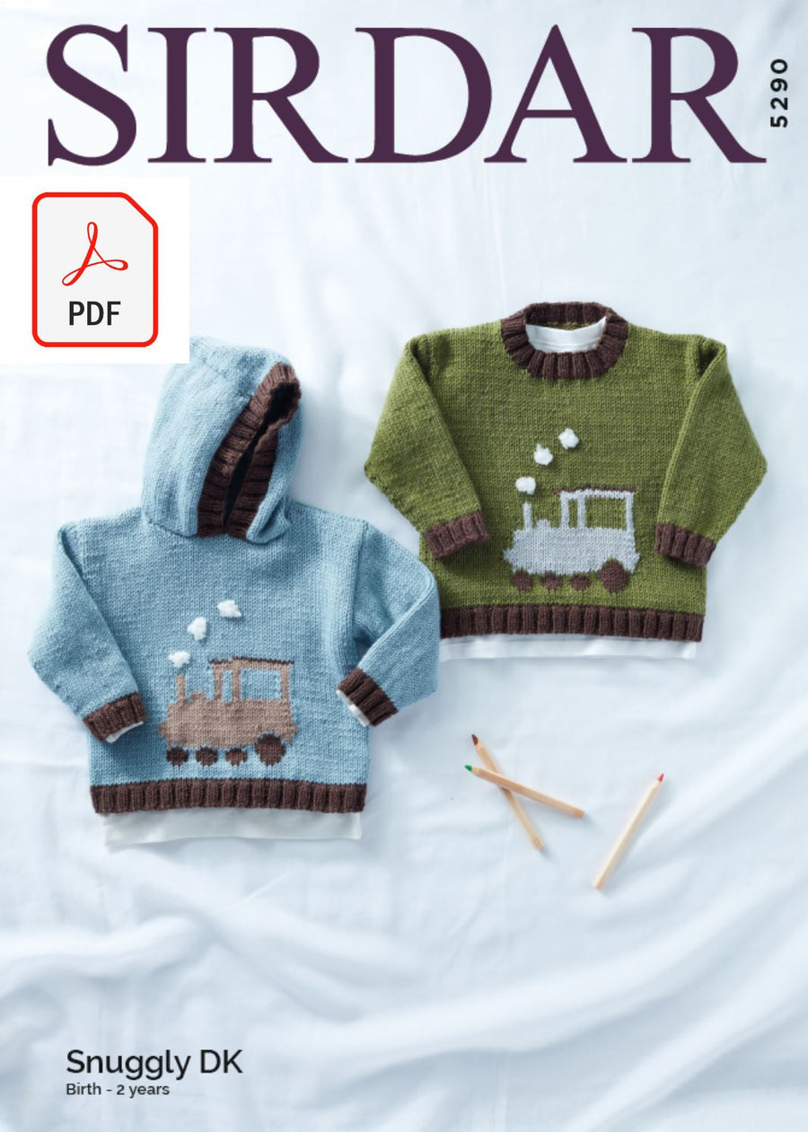 Sirdar 5290 Baby Round Neck & Hooded Sweater in Snuggly DK (PDF) Knit in a Box 