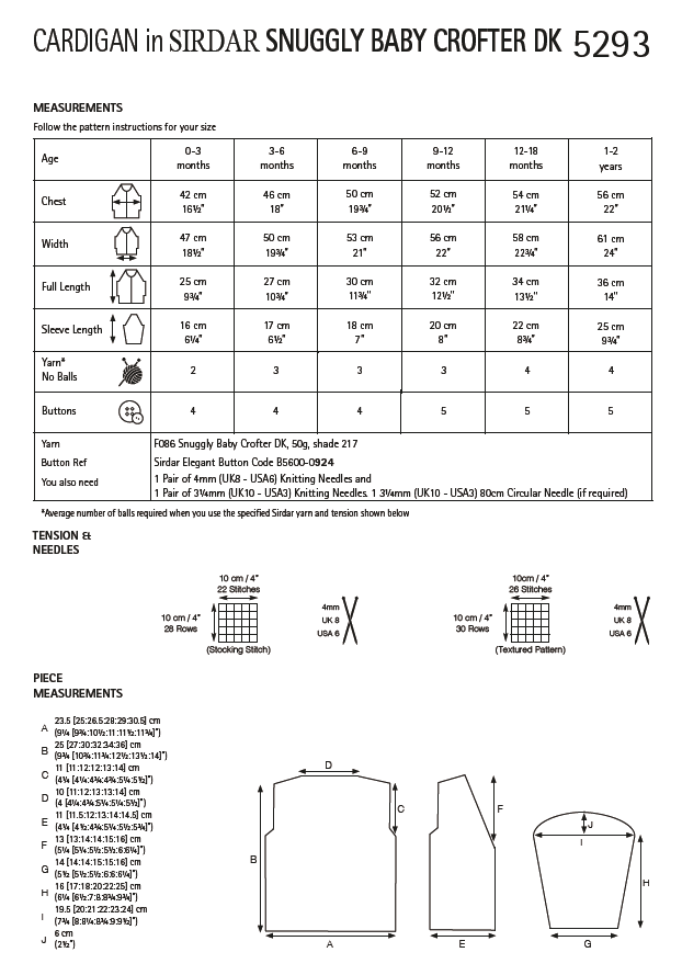 Sirdar 5293 Baby Cardigan in Snuggly Baby Crofter DK (PDF) Knit in a Box