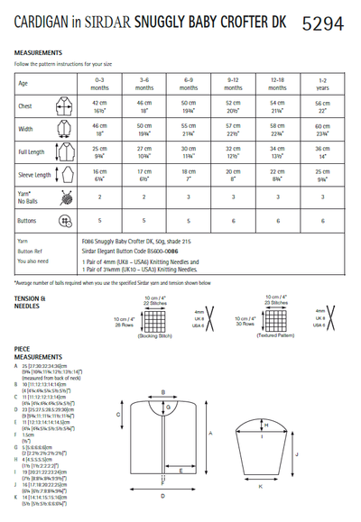 Sirdar 5294 Baby Cardigan in Snuggly Baby Crofter DK (PDF) Knit in a Box