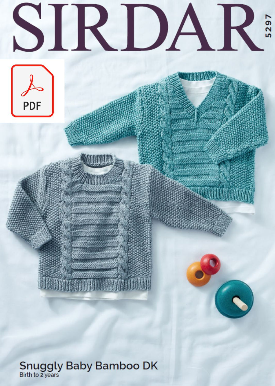 Sirdar 5297 Baby Sweater in Snuggly Baby Bamboo DK (PDF) Knit in a Box 