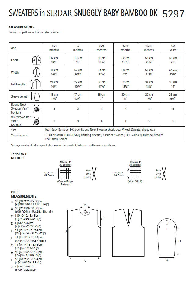Sirdar 5297 Baby Sweater in Snuggly Baby Bamboo DK (PDF) Knit in a Box