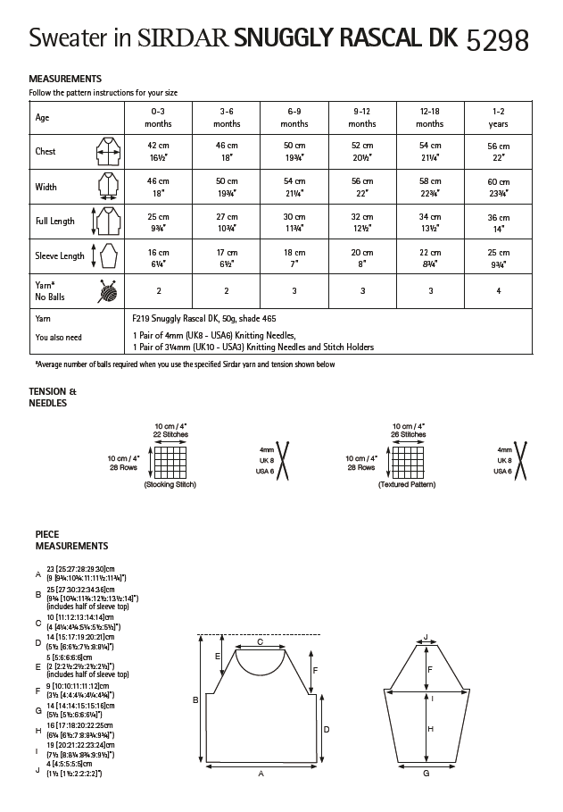 Sirdar 5298 Baby Sweater in Snuggly Rascal DK (PDF) Knit in a Box