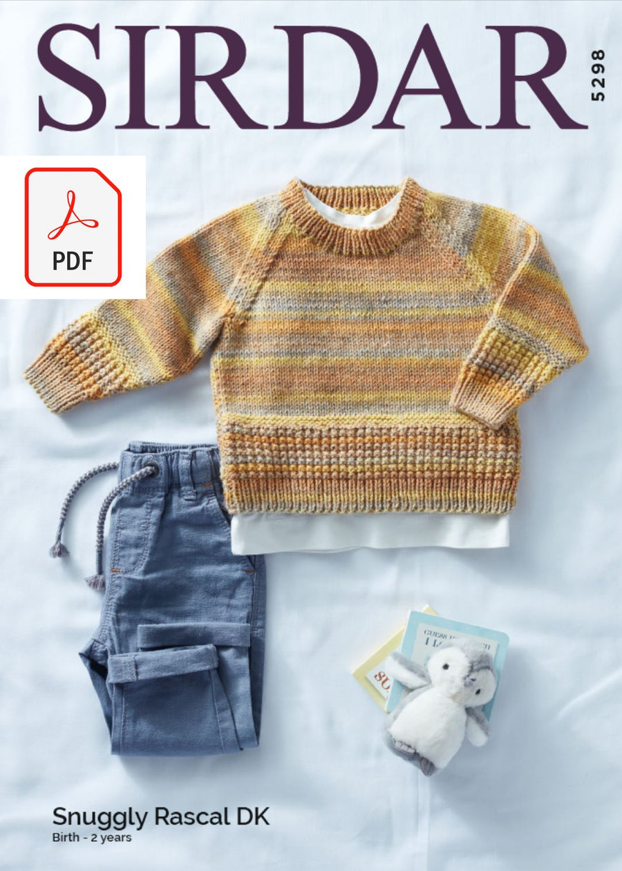 Sirdar 5298 Baby Sweater in Snuggly Rascal DK (PDF) Knit in a Box 