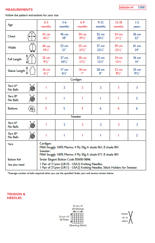 Sirdar 5300 Baby Cardigan & Sweater in Snuggly 100% Merino 4 Ply (PDF) Knit in a Box