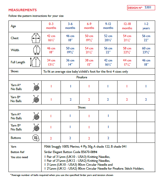 Sirdar 5301Baby Pinafore & Shoes in Snuggly 100% Merino 4 Ply (PDF) Knit in a Box
