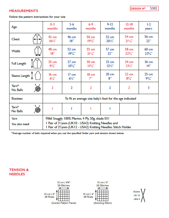Sirdar 5302 Baby Sweater & Bootees in Snuggly 100% Merino 4 Ply (PDF) Knit in a Box