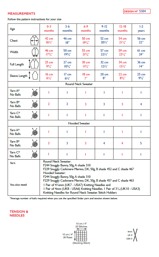 Sirdar 5304 Baby Sweater & Hooded Sweater in snuggly Cashmere Merino & Bunny (PDF) Knit in a Box