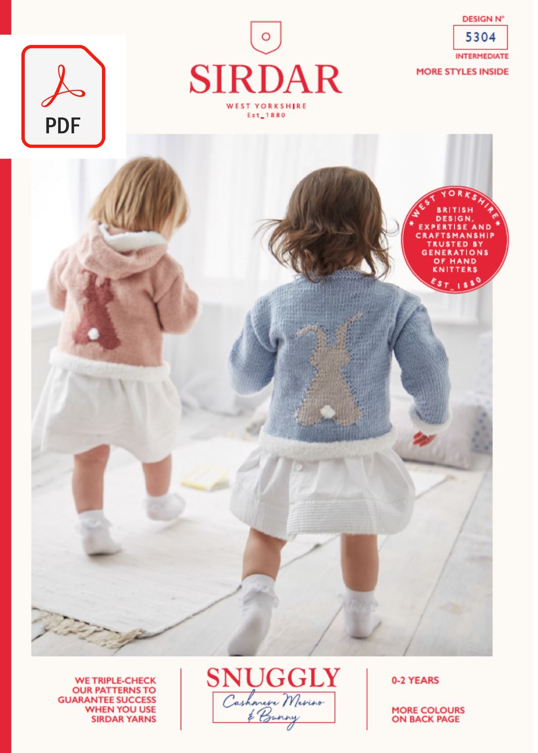 Sirdar 5304 Baby Sweater & Hooded Sweater in snuggly Cashmere Merino & Bunny (PDF) Knit in a Box