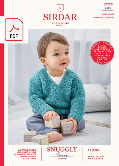 Sirdar 5307 Baby Sweater in Sirdar Snuggly Bunny (PDF) Knit in a Box
