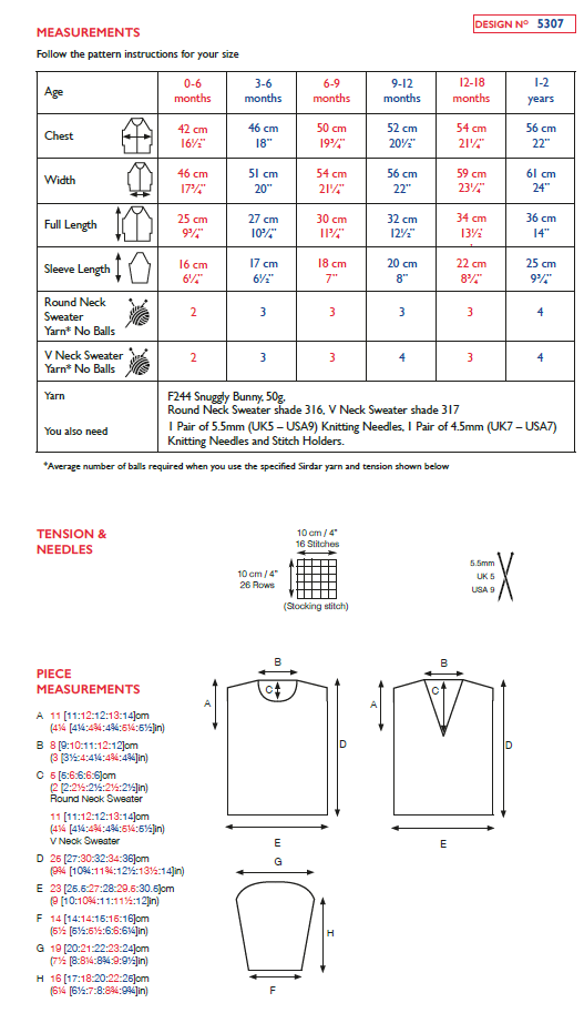 Sirdar 5307 Baby Sweater in Sirdar Snuggly Bunny (PDF) Knit in a Box