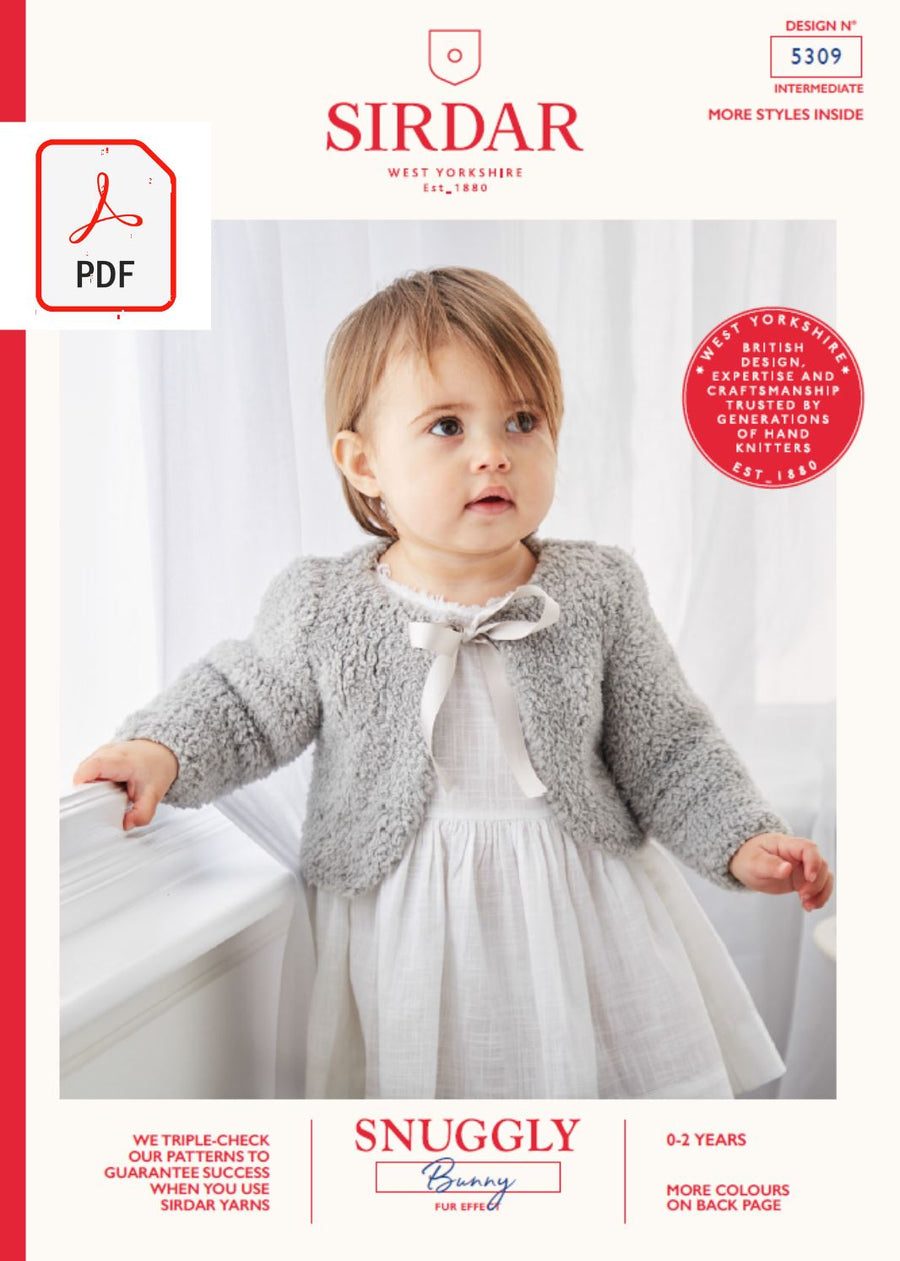 Sirdar 5309 Baby Bolero in Sirdar Snuggly Bunny (PDF) Knit in a Box 