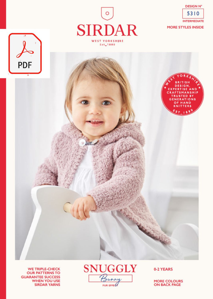 Sirdar 5310 Baby Jacket in Sirdar Snuggly Bunny (PDF) Knit in a Box 