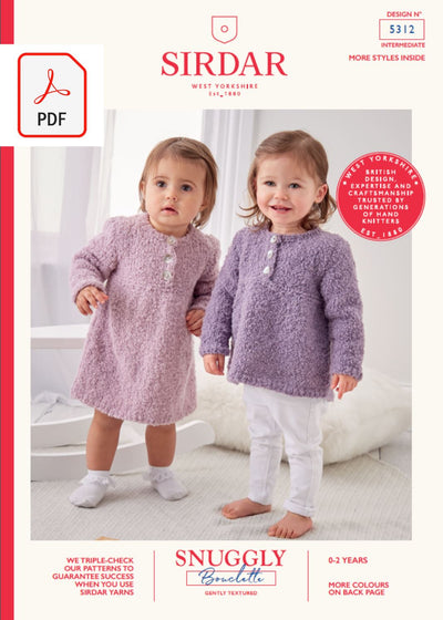 Sirdar 5312 Baby Sweater & Dress in Snuggly Bouclette (PDF) Knit in a Box