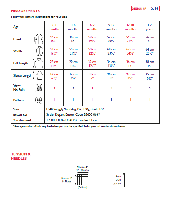 Sirdar 5314 Baby Crochet Hooded Cardigan in Sirdar Snuggly Soothing DK (PDF) Knit in a Box