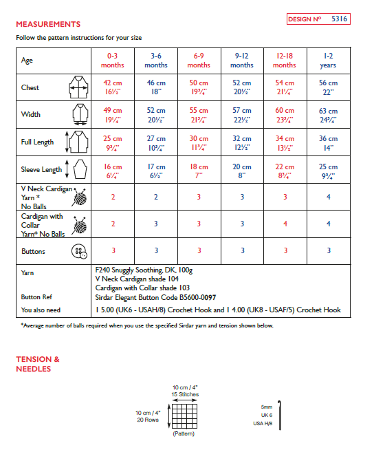 Sirdar 5316 Baby Crochet Cardigan in Sirdar Snuggly Soothing DK (PDF) Knit in a Box