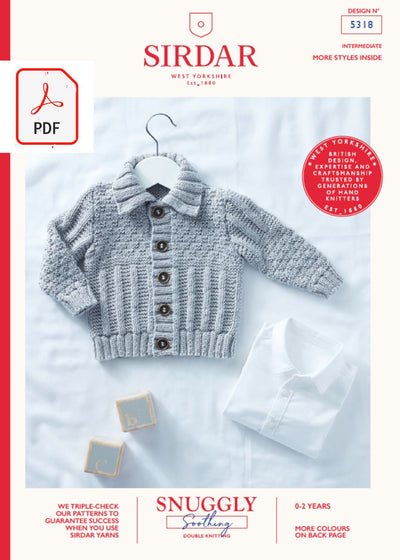 Sirdar 5318 Baby Cardigan in Sirdar Snuggly Soothing DK (PDF) Knit in a Box