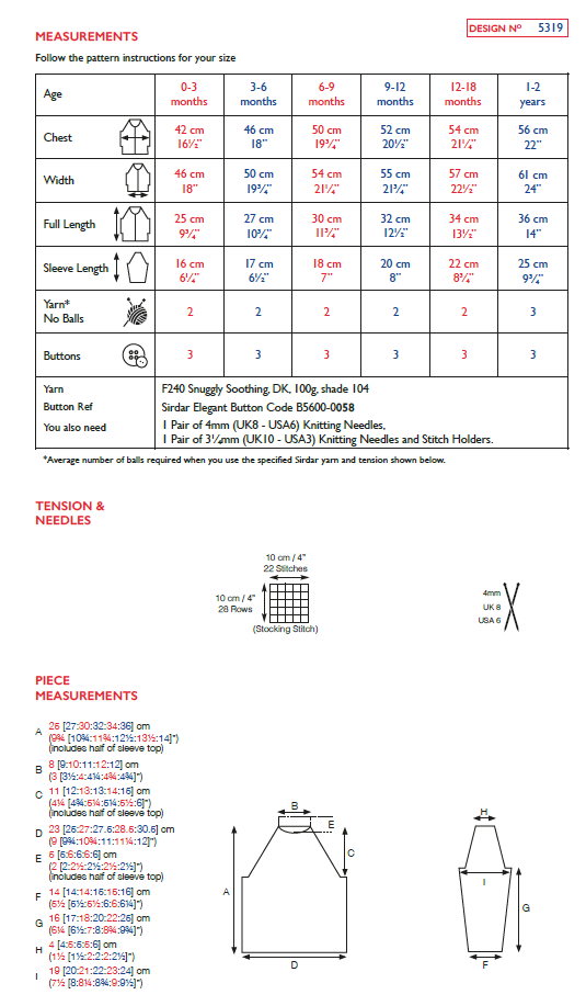 Sirdar 5319 Baby Sweater in Sirdar Snuggly Soothing DK (PDF) Knit in a Box