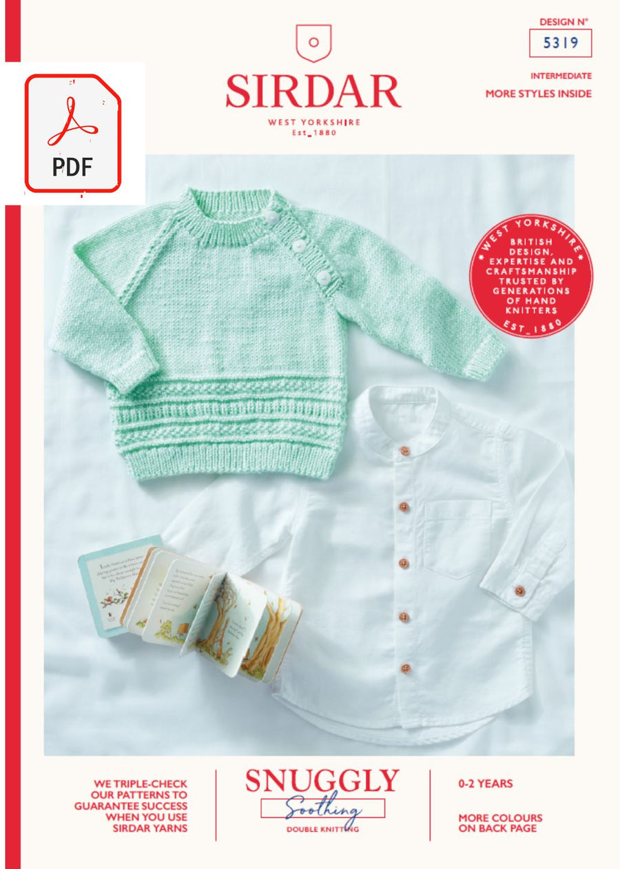 Sirdar 5319 Baby Sweater in Sirdar Snuggly Soothing DK (PDF) Knit in a Box 