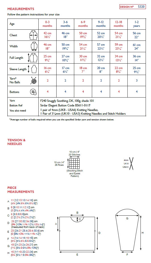 Sirdar 5320 Baby Sweater in Sirdar Snuggly Soothing DK (PDF) Knit in a Box