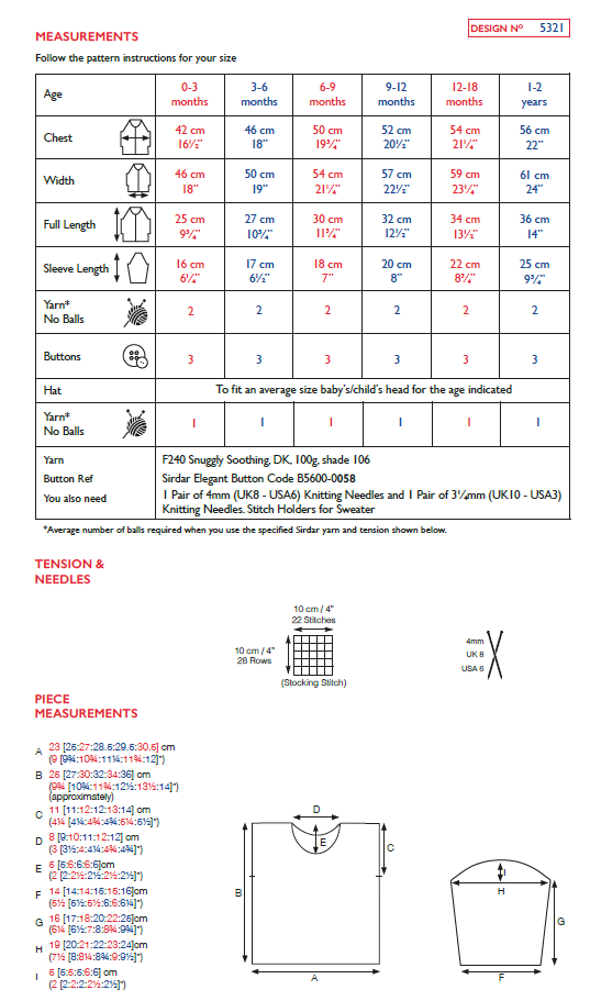 Sirdar 5321 Baby Sweater in Sirdar Snuggly Soothing DK (PDF) Knit in a Box