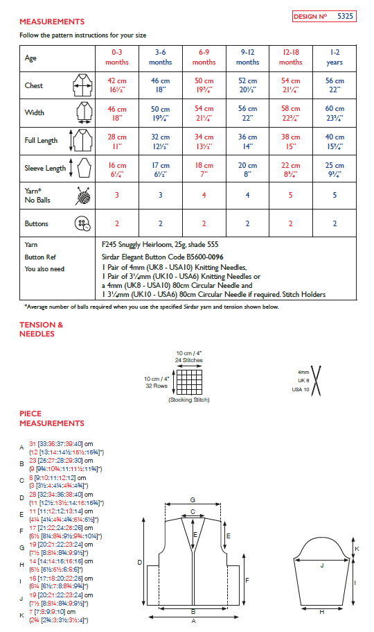 Sirdar 5325 Baby Classic Matinee Jacket in Sirdar Snuggly Heirloom (PDF) Knit in a Box