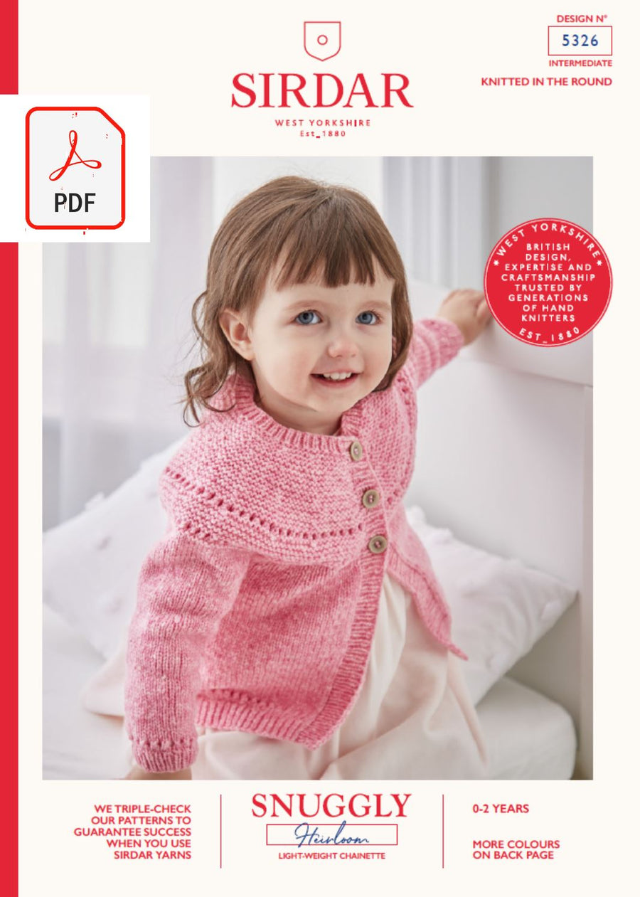 Sirdar 5326 Baby Yoked Cardigan in Sirdar Snuggly Heirloom (PDF) Knit in a Box 