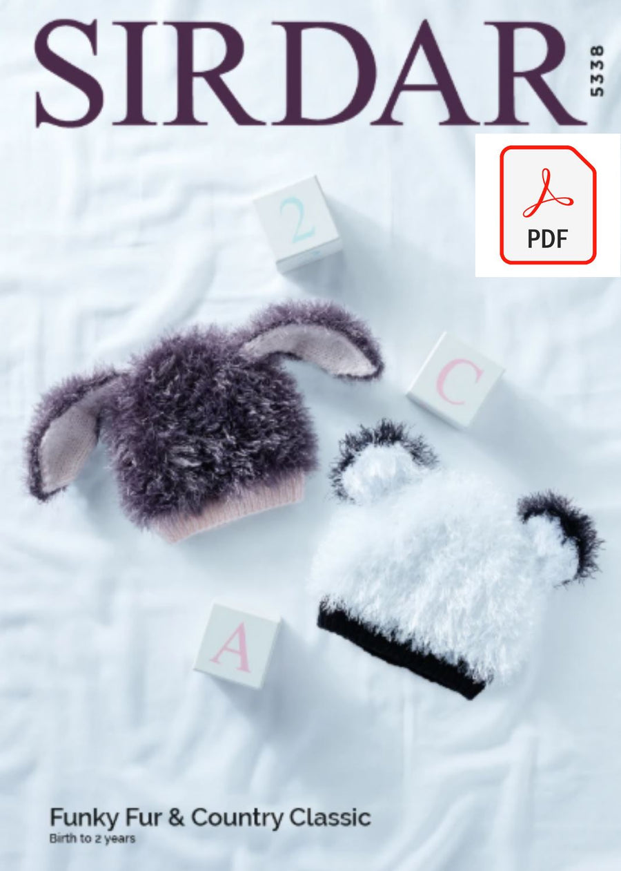 Sirdar 5338 Baby Hats in Sirdar Funky Fur & Country Classic DK (PDF) Knit in a Box 