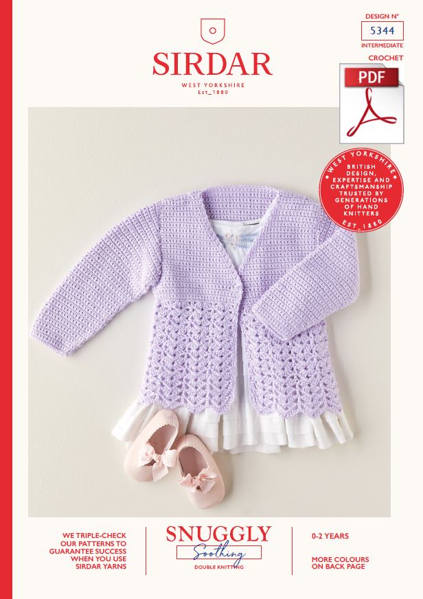 Sirdar 5344 Babie Cardigan in Snuggly Soothing DK Knitting (PDF) Knit in a Box 