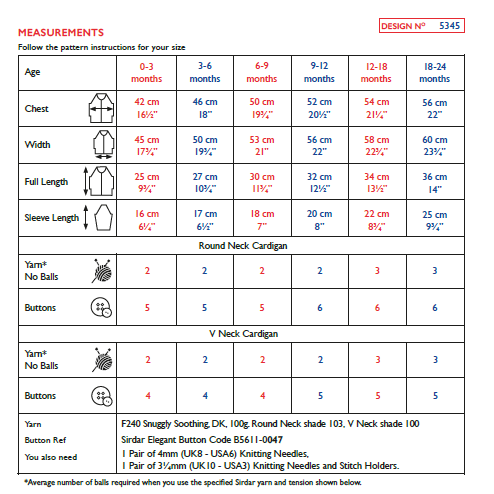 Sirdar 5345 Babie Cardigan in Snuggly Soothing DK Knitting (PDF) Knit in a Box