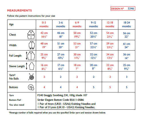 Sirdar 5346 Babie Cardigan in Snuggly Soothing DK Knitting (PDF) Knit in a Box