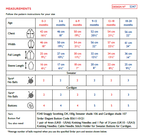 Sirdar 5347 Babie Sweater & Cardigan in Snuggly Soothing DK Knitting (PDF) Knit in a Box