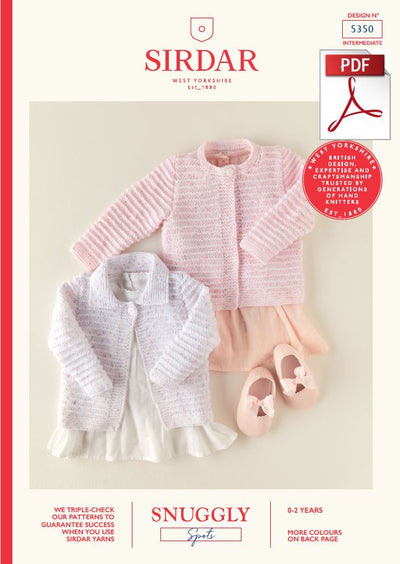 Sirdar 5350 Baby Cardigans in Snuggly Spots DK Knitting (PDF) Knit in a Box